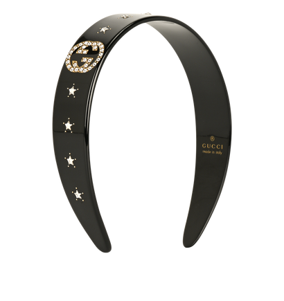 Gucci Star Interlocking GG Headband, &pound;170, Accessories, Black, Acetate, Front view